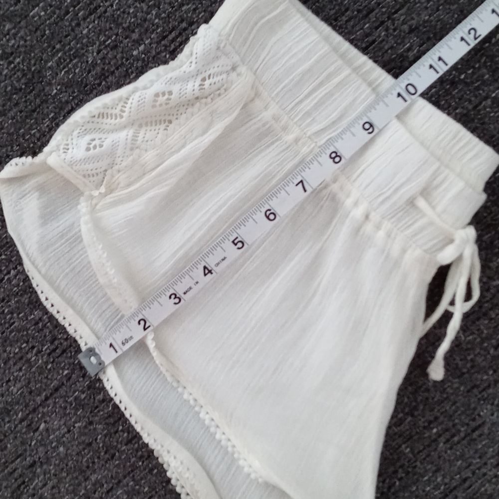🍑Roxy🍑 - Cream Sheer Lounge/Cover-Up Short w/Lace Sides - Picture 12 of 14
